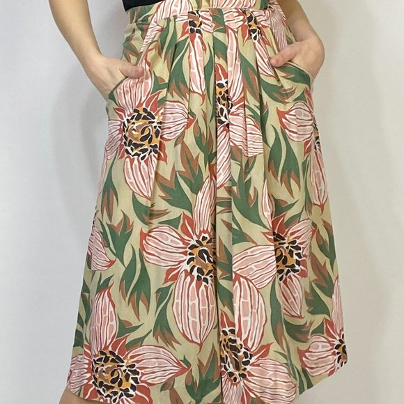 Vintage 80s TROPICAL Print High Waist Circle Skirt! XS to Small - Picture 5 of 8